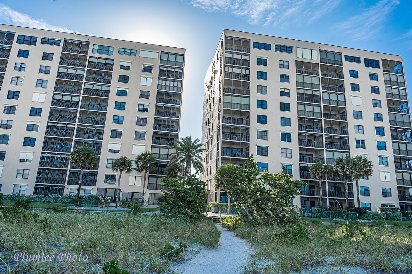 The beach side of the Reflections buildings