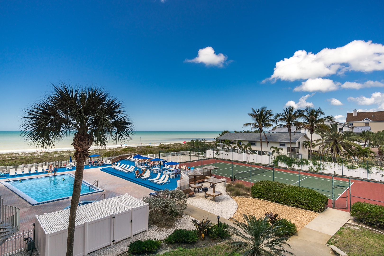 A view of the Reef Club grounds and Indian Rocks Beach from the private Balcony.