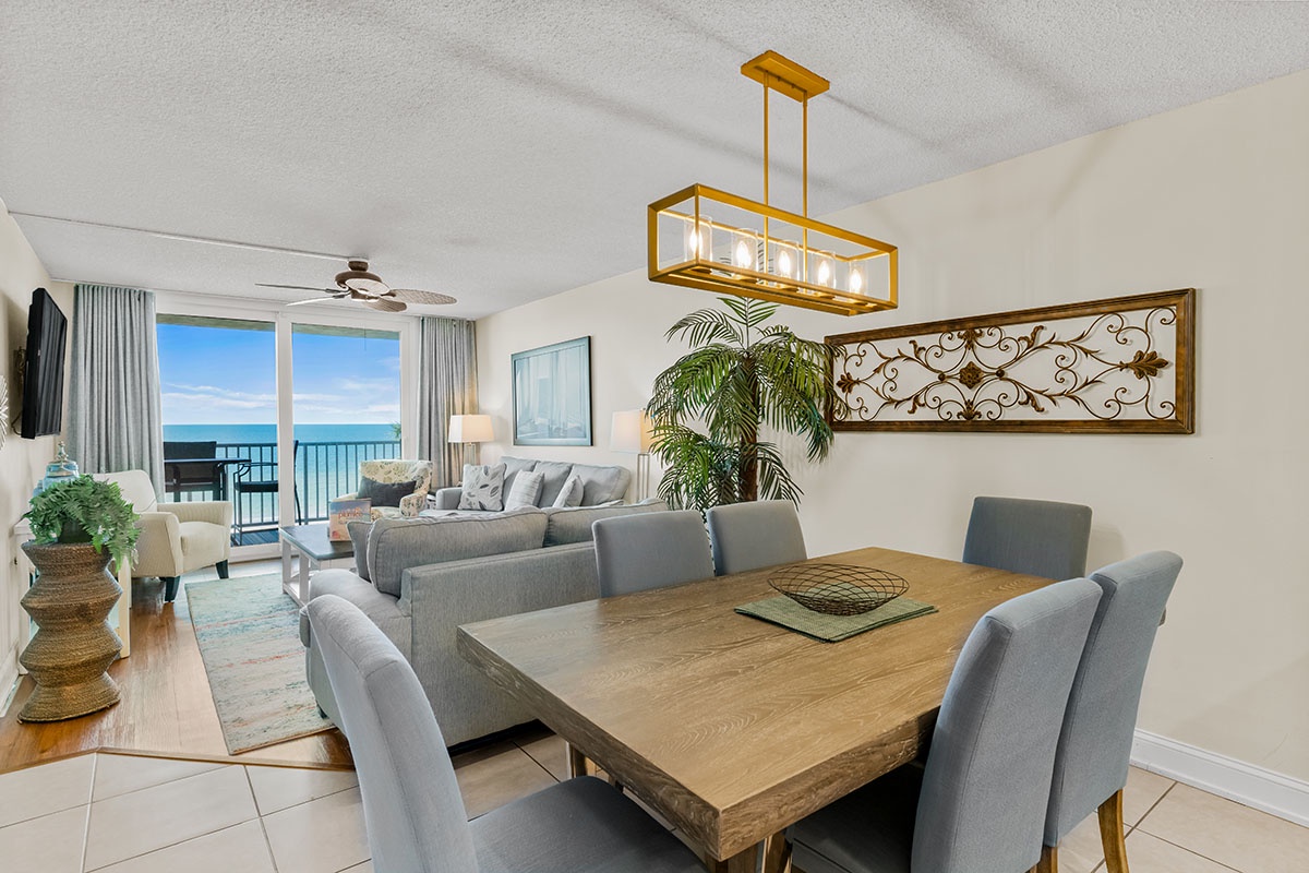 Your spacious dining and living area flows seamlessly together, with stunning ocean views framing every meal and conversation.