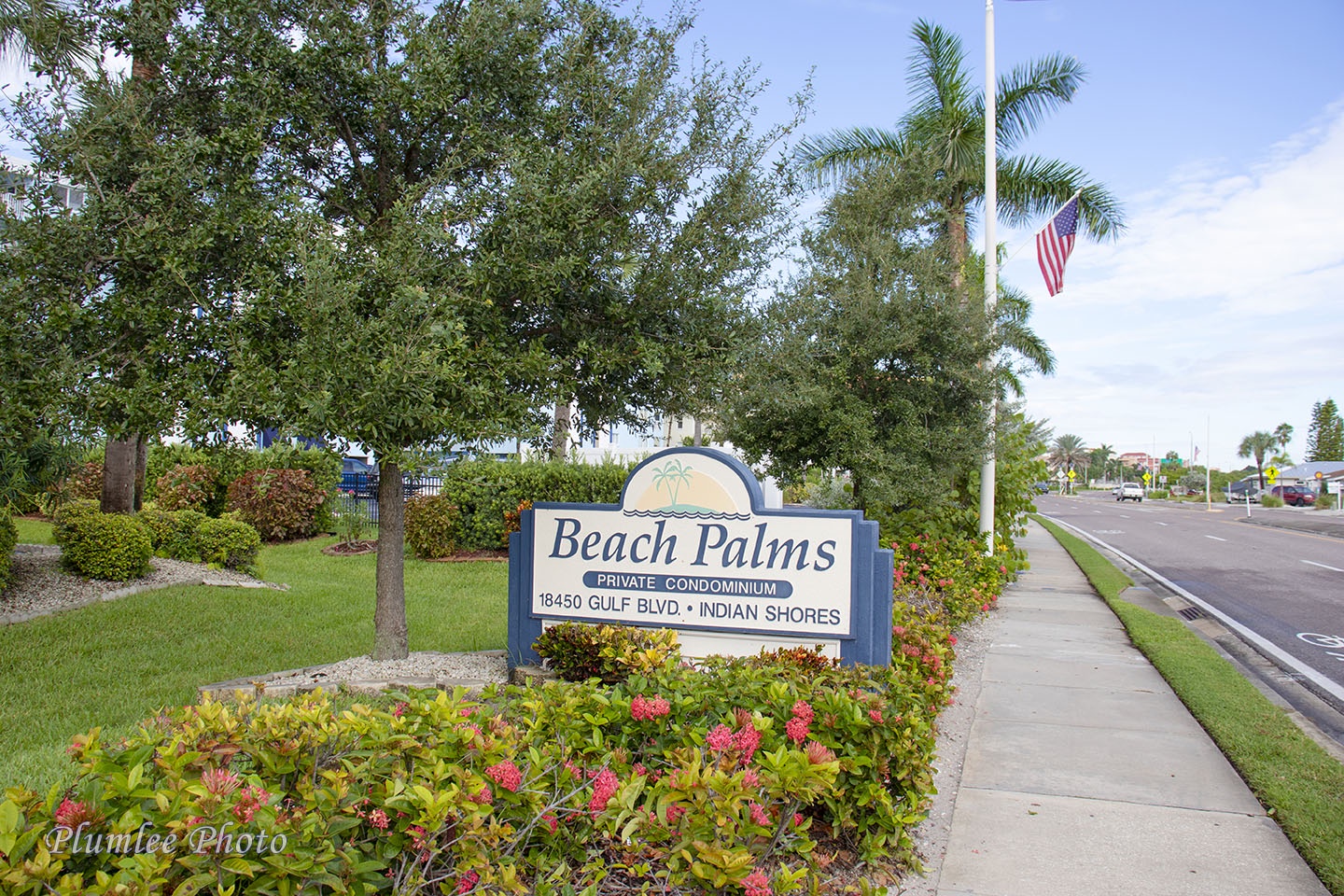 Beach Palms sign on Gulf Boulevard.