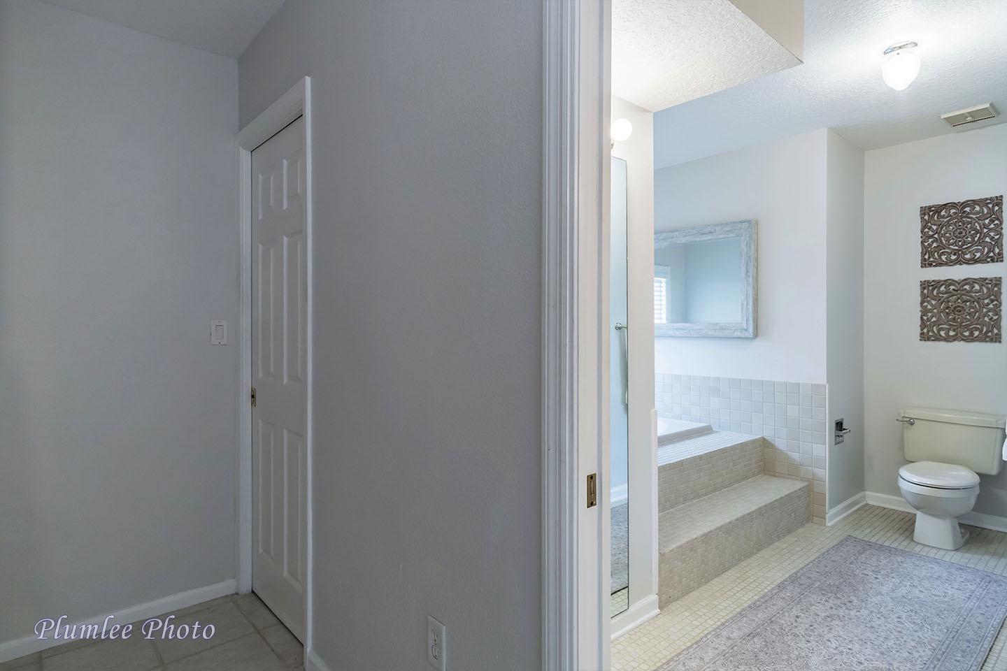 The entryway to a large family bathroom.