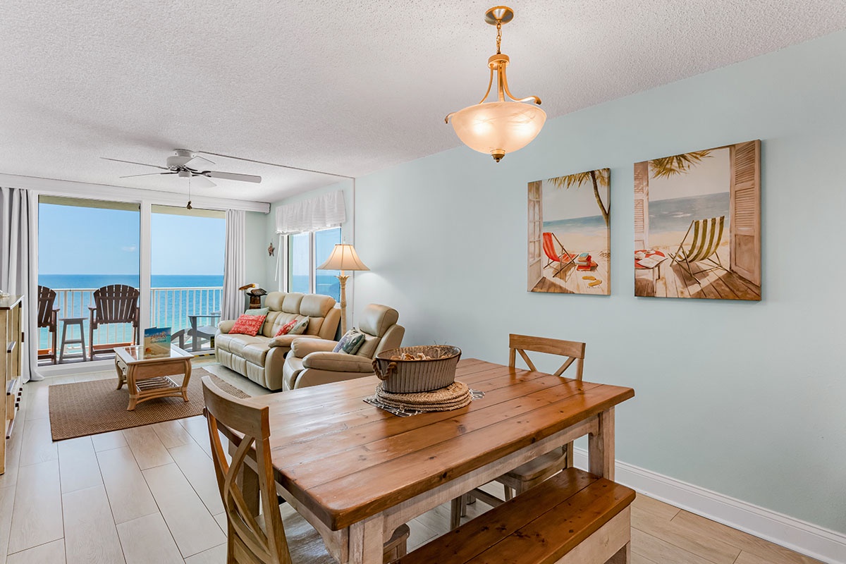 Relax in your coastal haven with stunning sea views from the living area and private balcony access for seaside bliss.