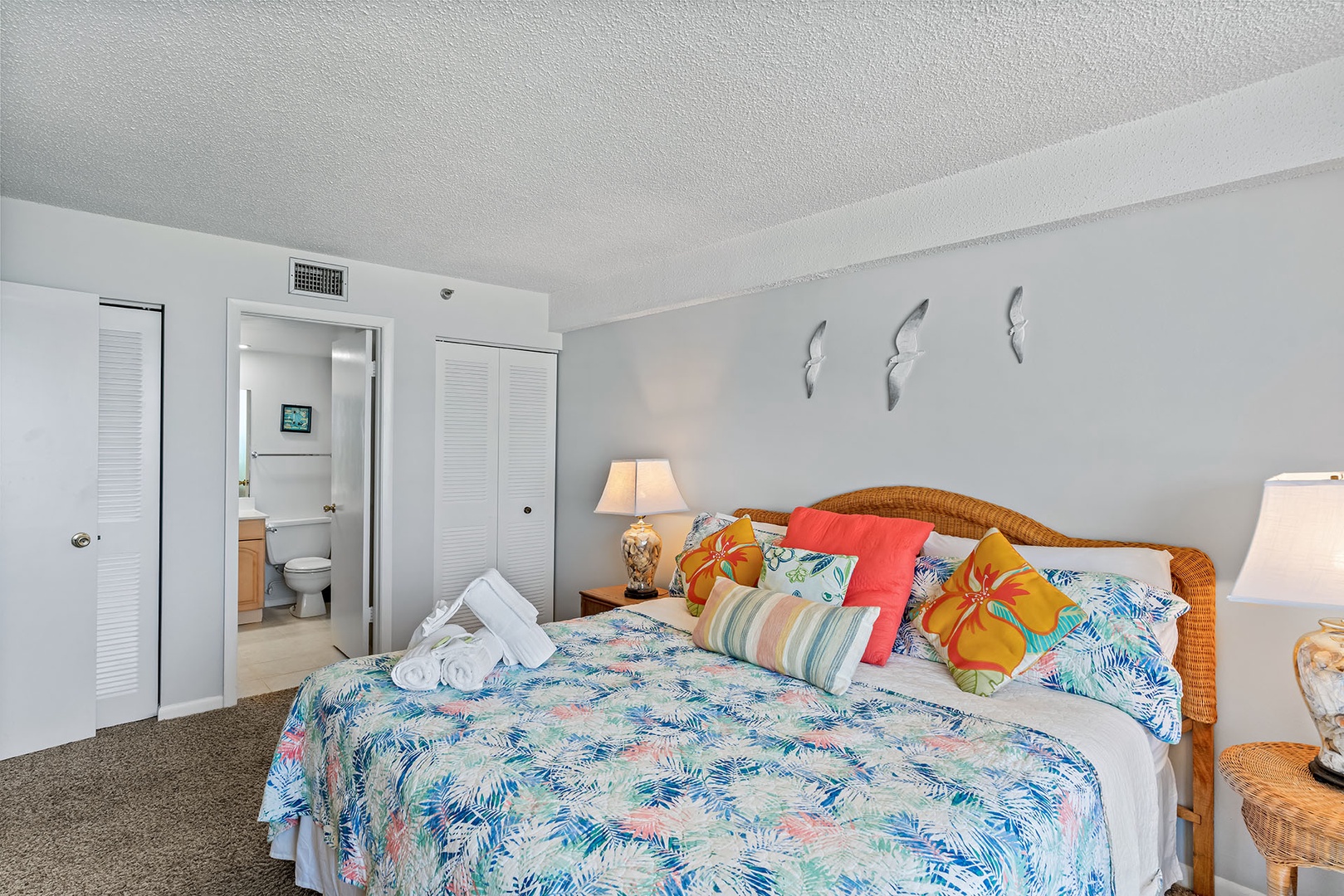 King bedroom has closet and dresser
