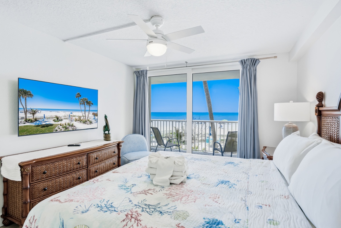 Wake up to endless ocean views from your bright, coastal bedroom. Step onto your private balcony and feel the sea breeze.