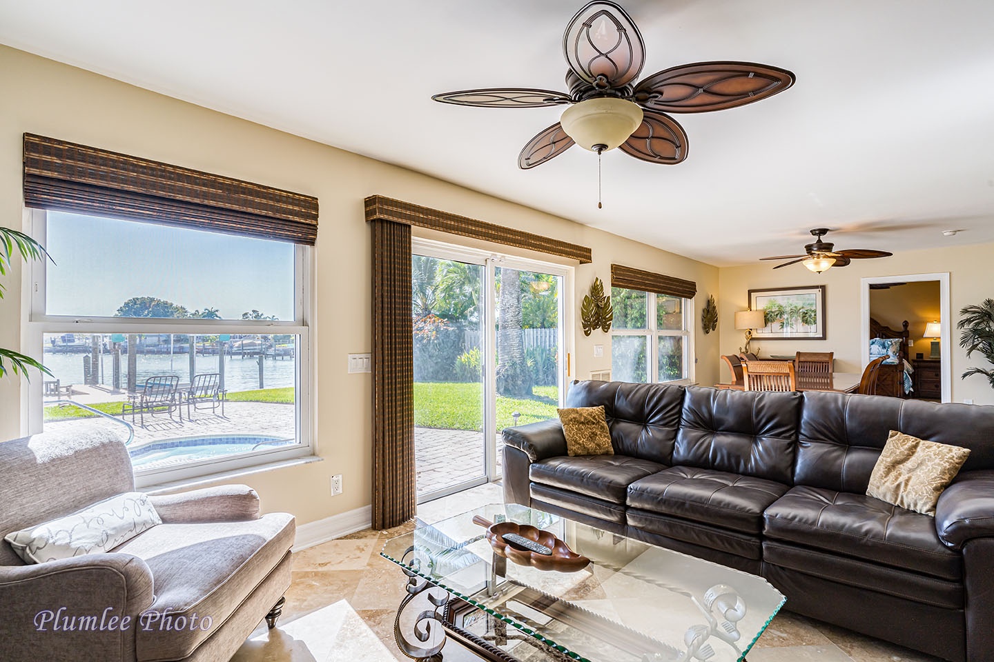 Windows providing great view from living-dining-kitchen