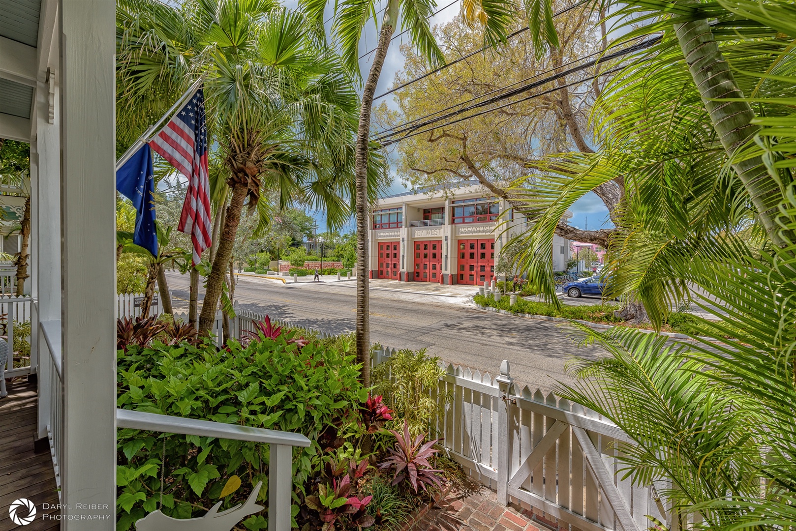 View from covered porch
