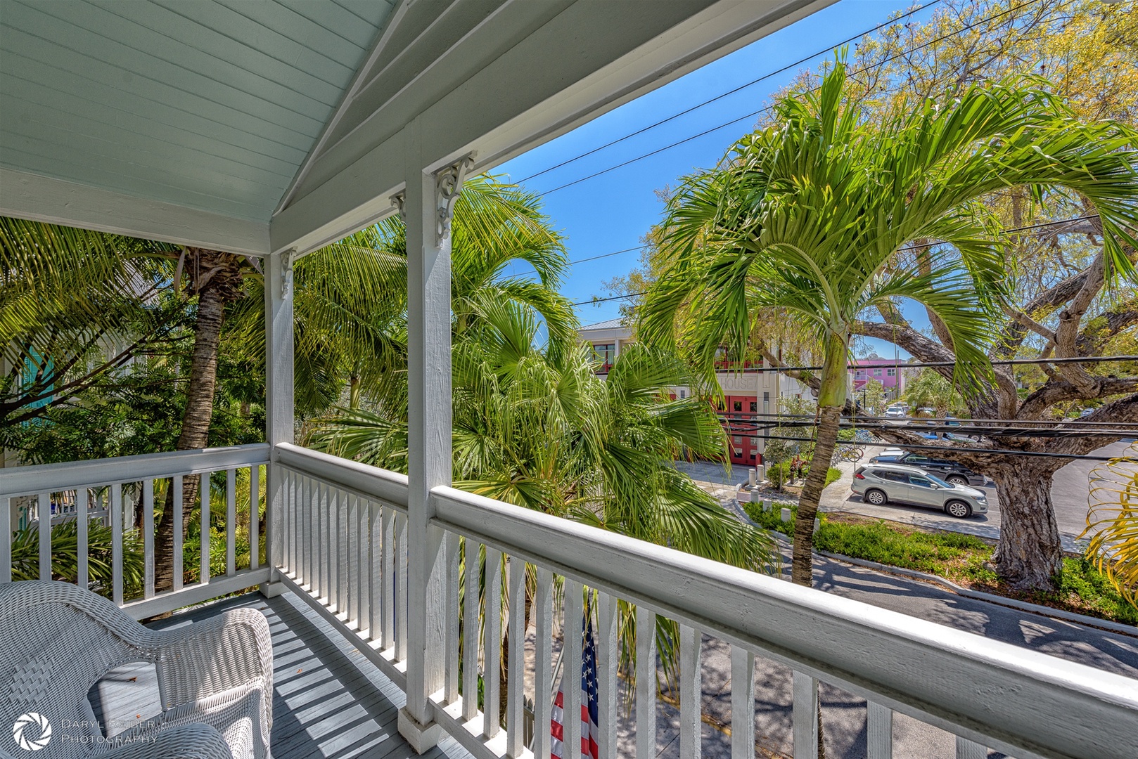 View from covered balcony