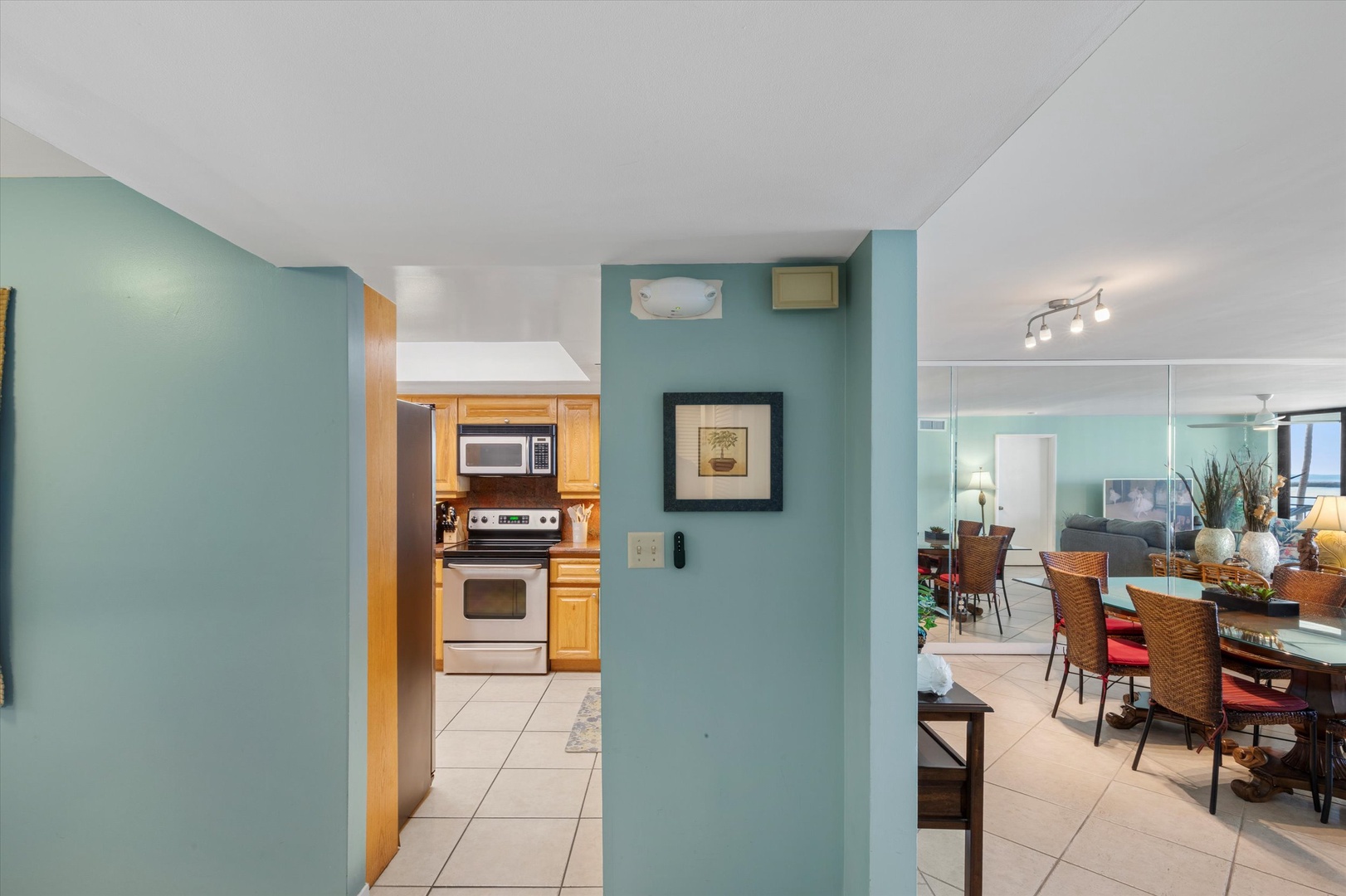 View into kitchen