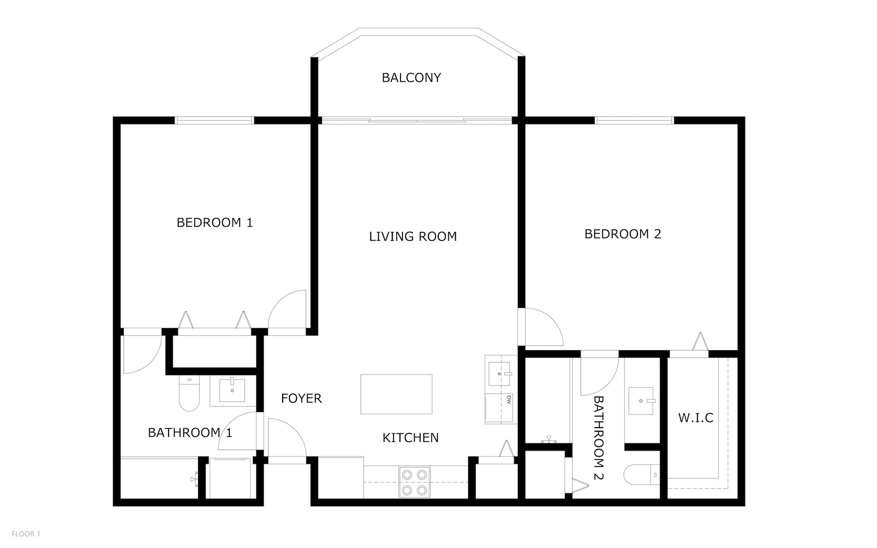 The property's floor plan displays a thoughtfully designed two-bedroom layout with an inviting living room that opens to a private balcony—a perfect spot to unwind after your adventures.