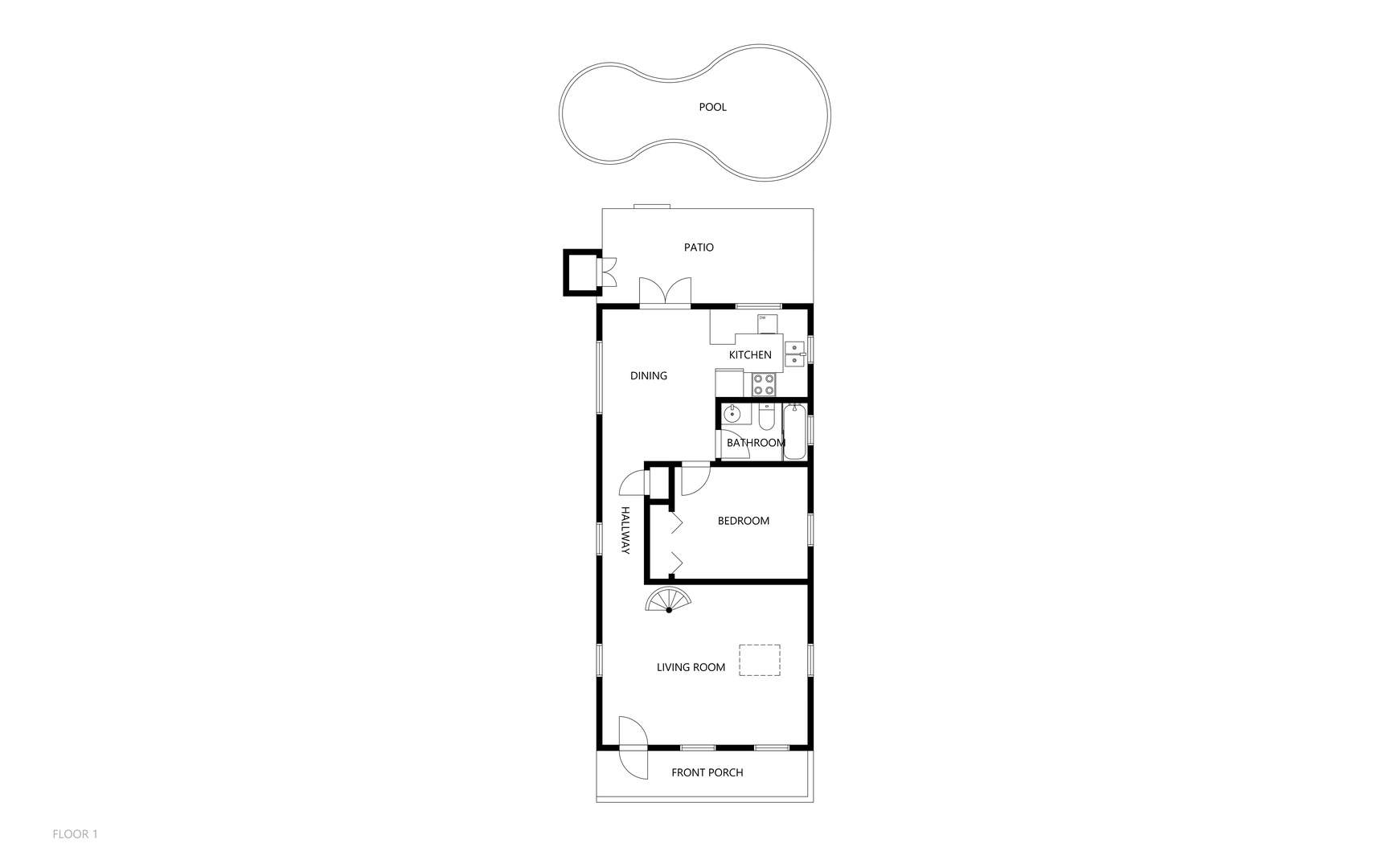 The property layout includes a private pool, patio dining area, and comfortable interiors—everything arranged for your relaxation and convenience.