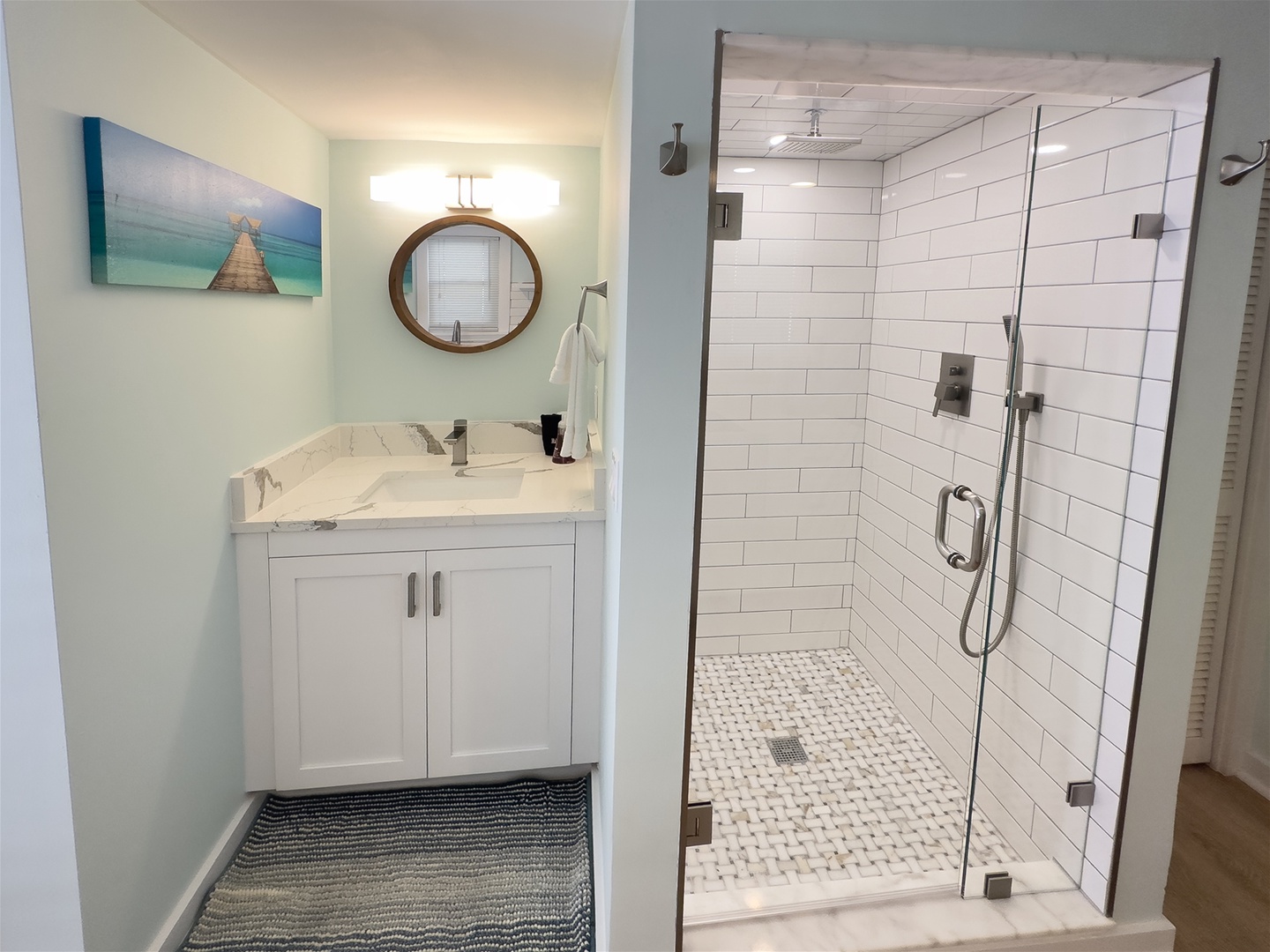 Vanity and shower