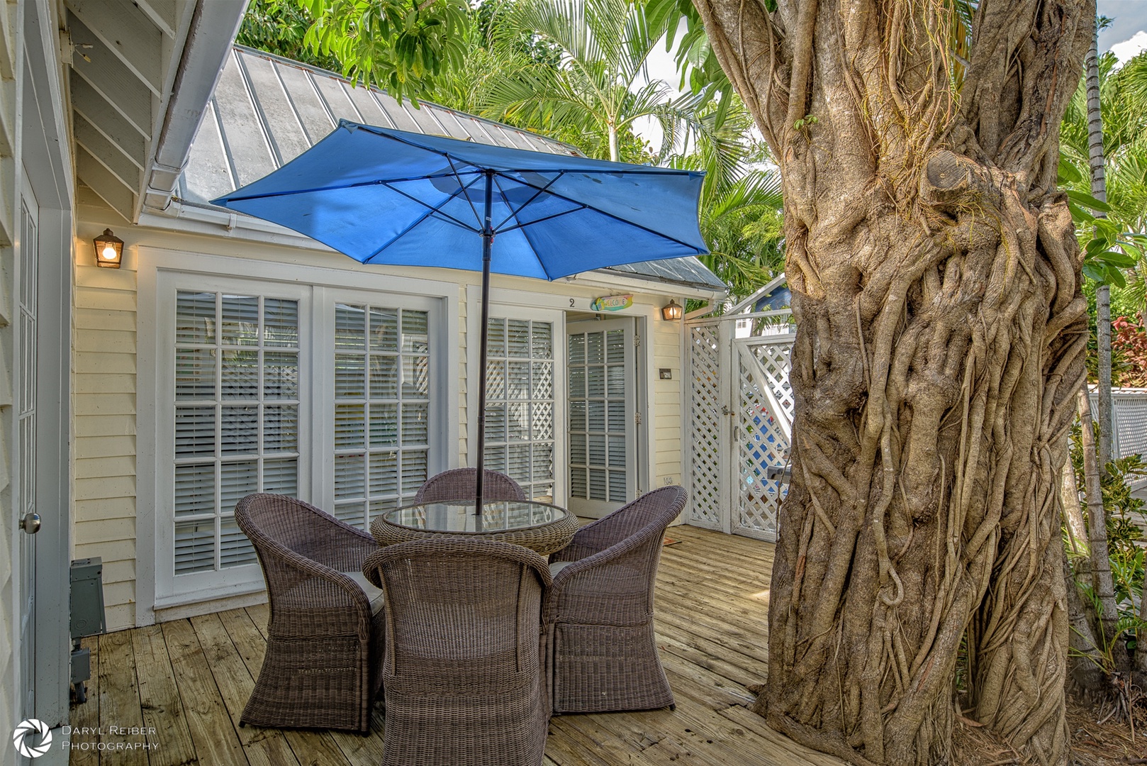 Private deck with seating