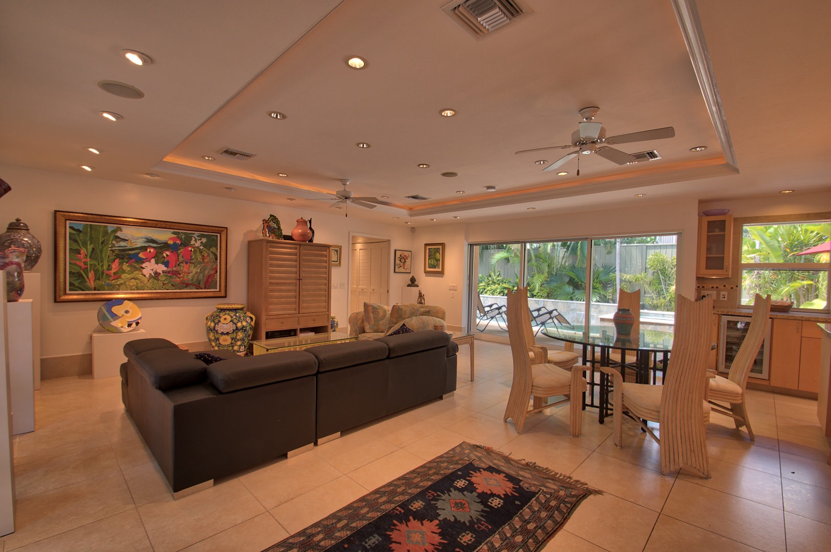 Open Living, Dining and Kitchen at Villa de Palmas Key West