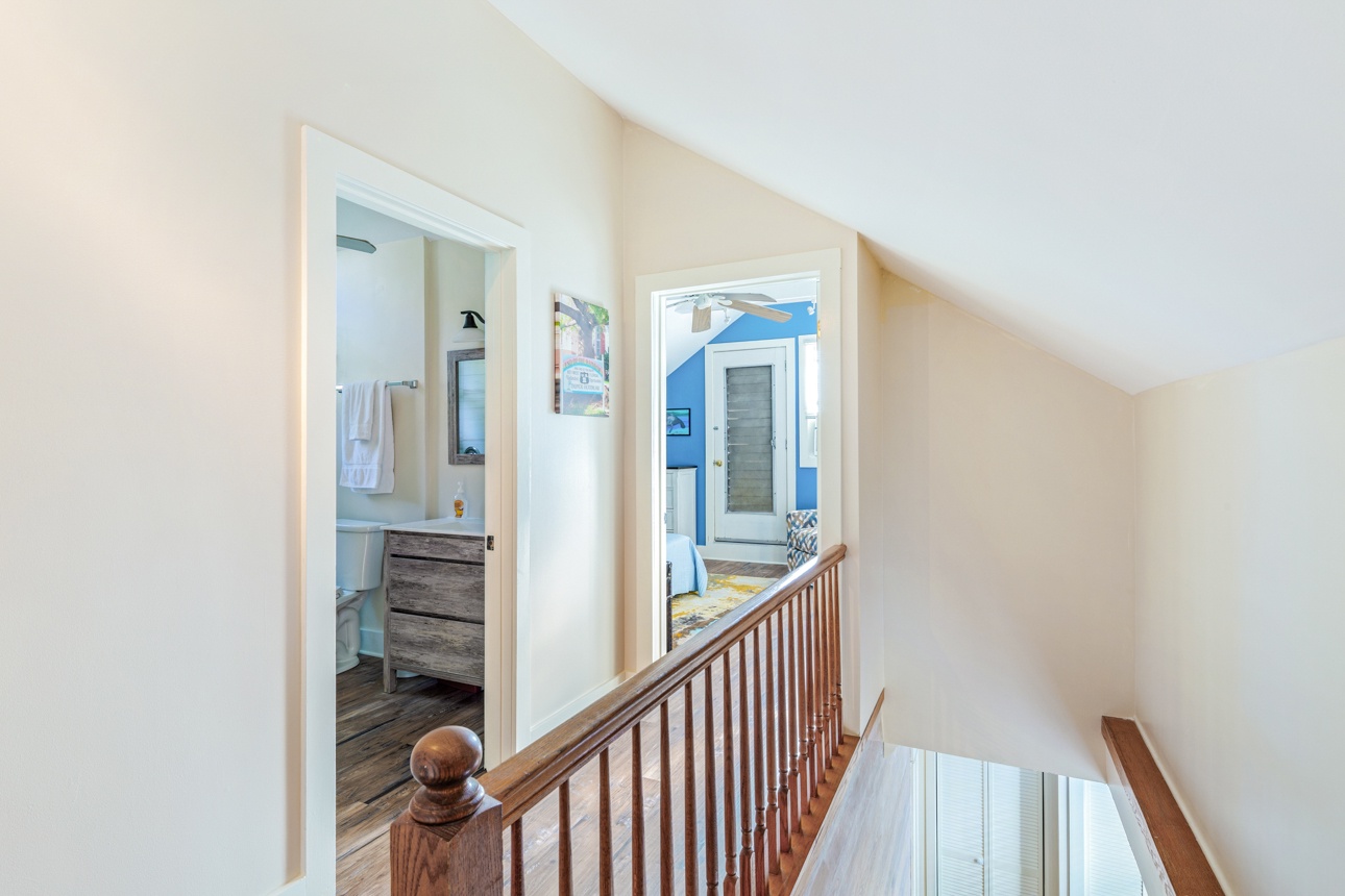 Upstairs Hallway Doorway to Shared Bath and Back Bedroom