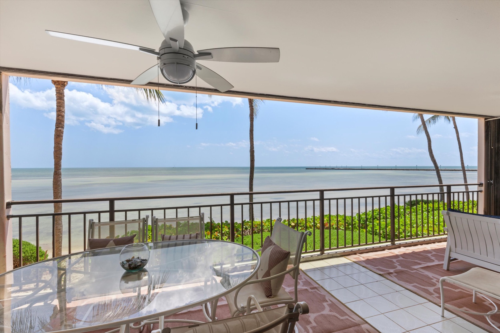 Balcony with seating and oceanfront view