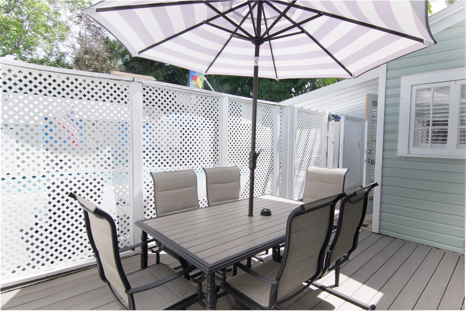 Private deck with seating