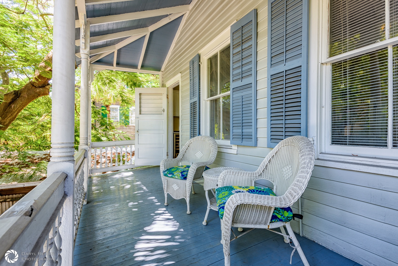 Front porch with covered seating