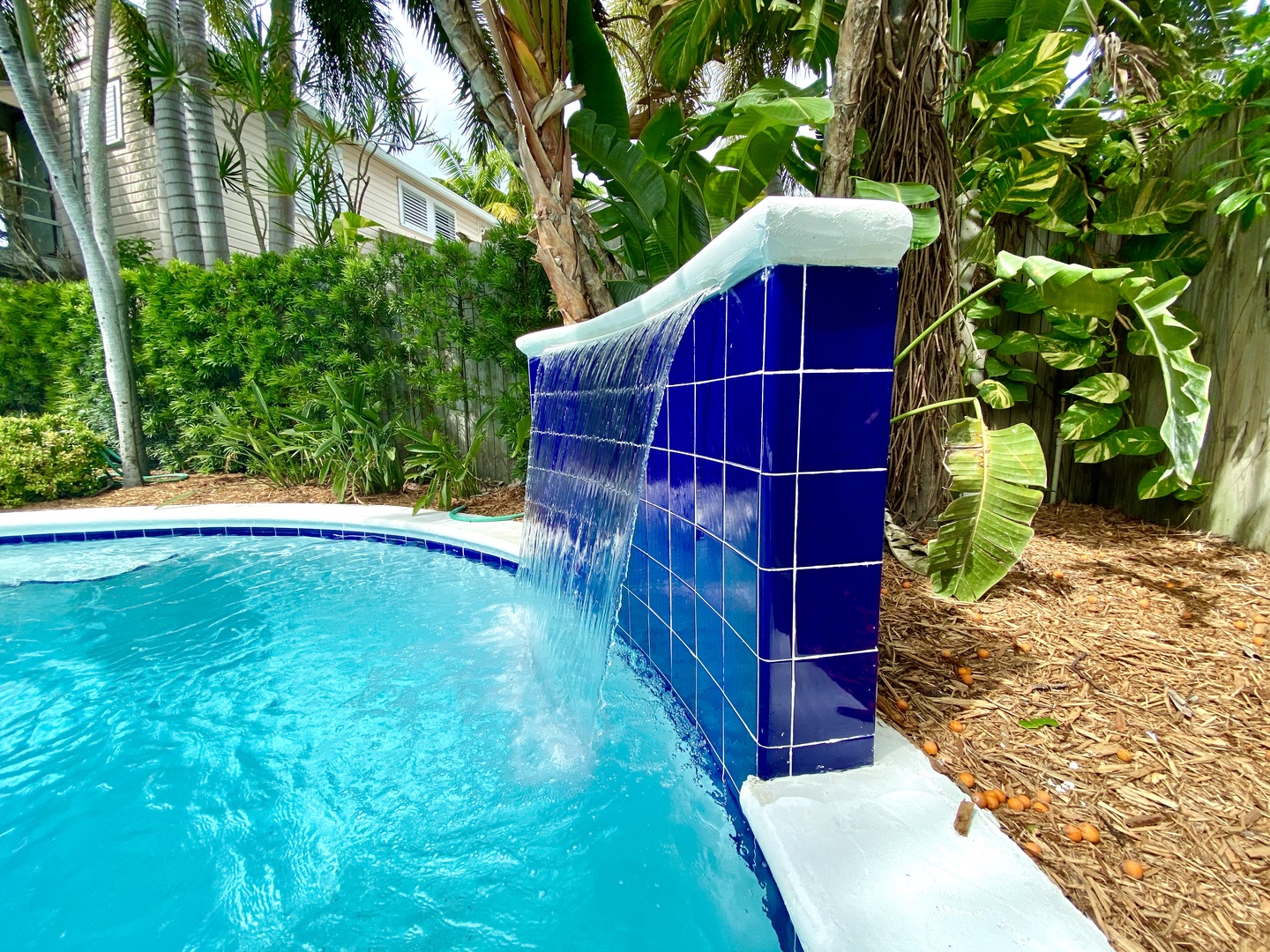 Pool's Waterfall Wall Living Room Pete's Cottages Key West