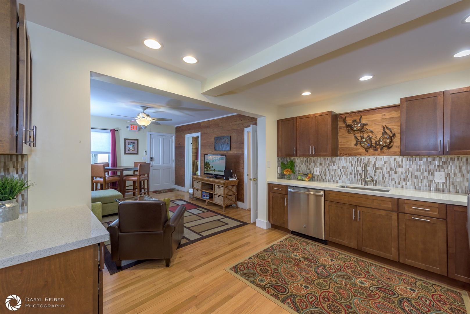 Kitchen with view into Living Room