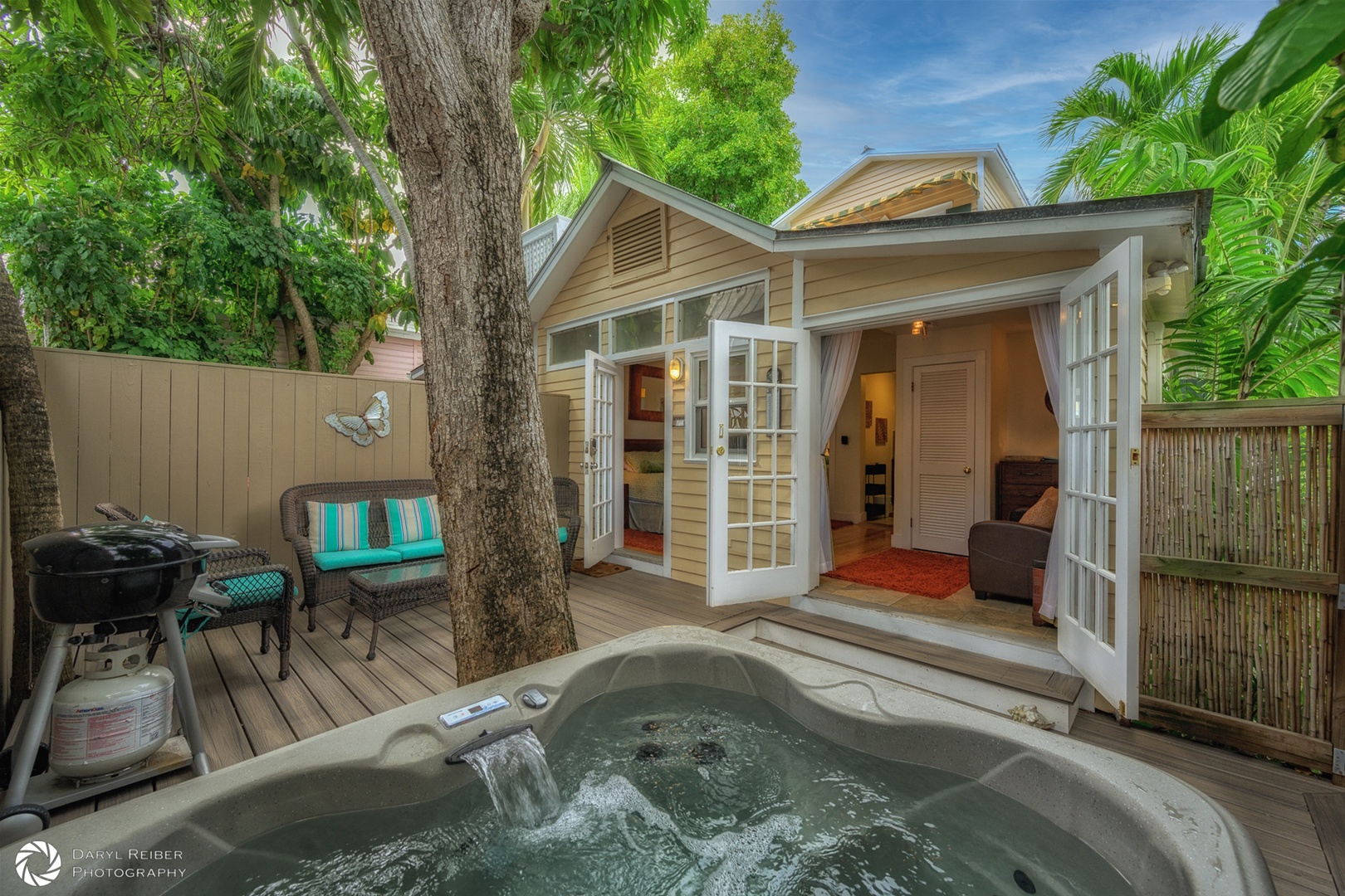 Mango Hideaway @ Eyebrow House- Main Entry door to the left off private deck with hot tub