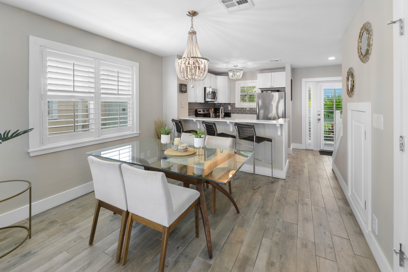 Full view Dining Room and Kitchen with breakfast bar