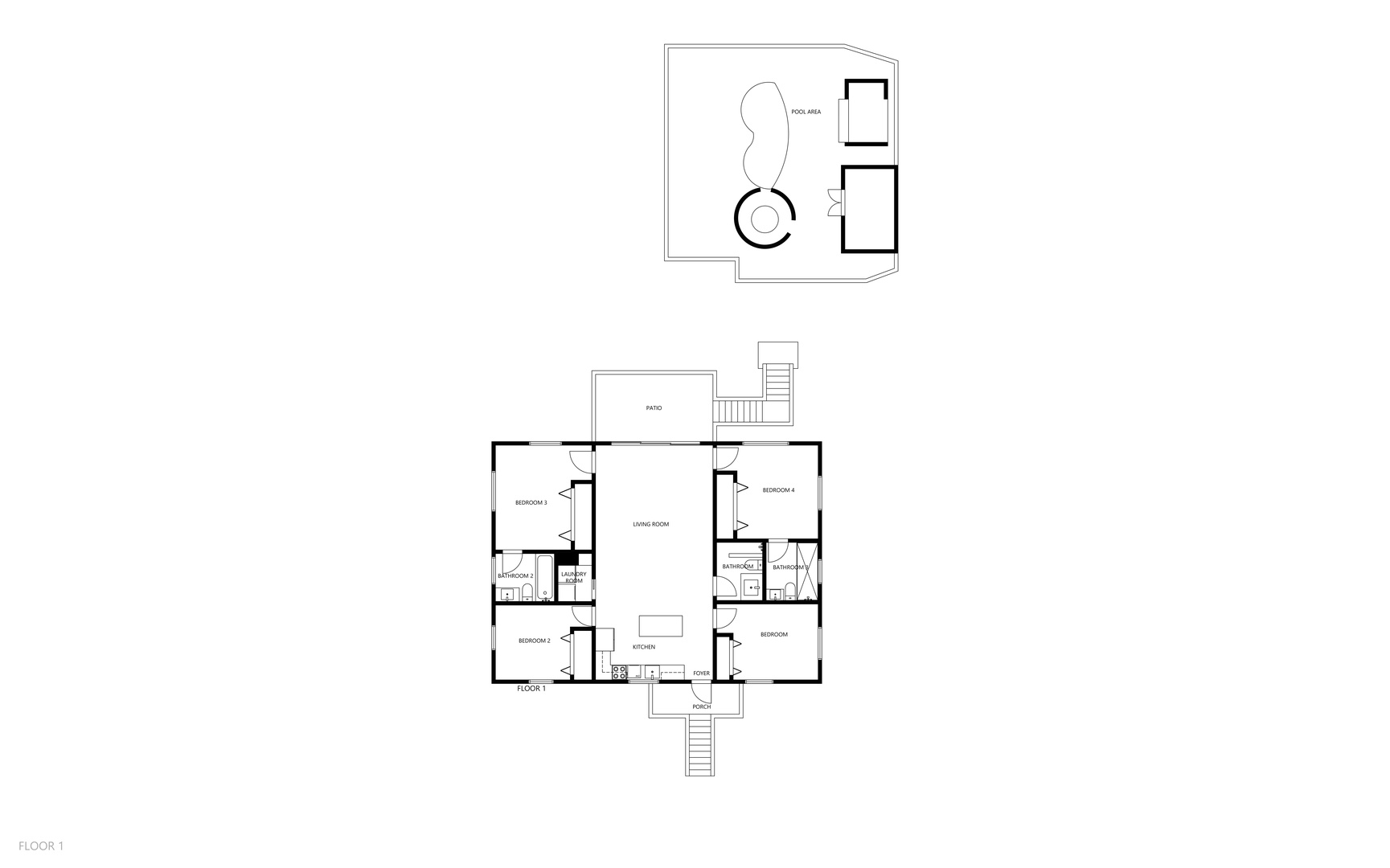 This well-designed layout shows the property's thoughtful floor plan, including three comfortable bedrooms, a spacious living area, and two full bathrooms—perfect for groups or families.