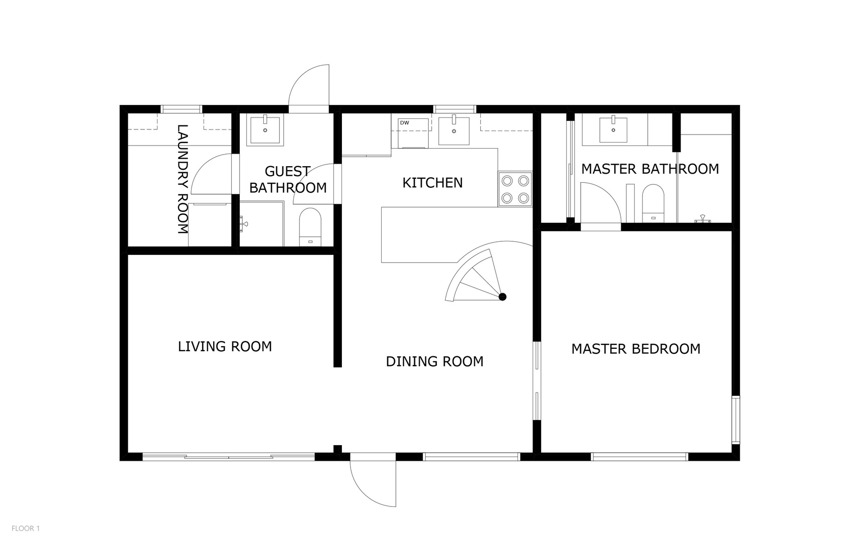 This thoughtfully designed layout features a master suite with private bath, welcoming living spaces, and a convenient guest bathroom—everything arranged for your comfort and ease during your stay.