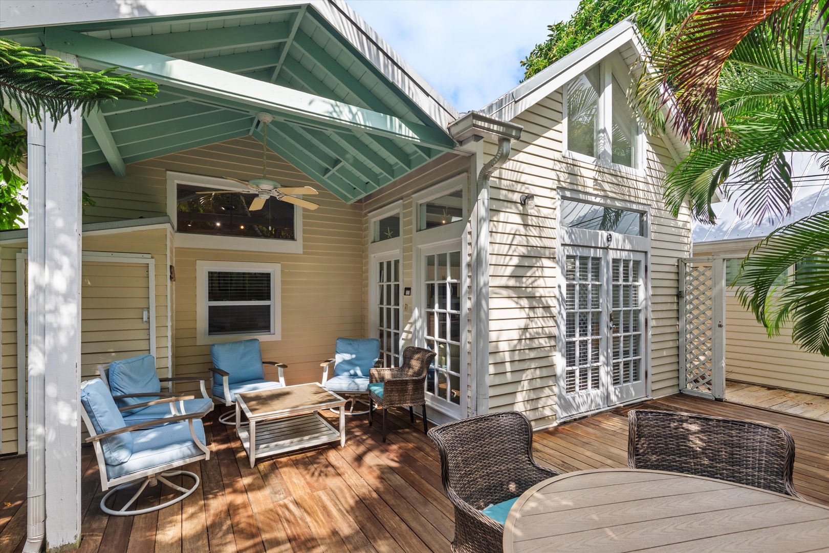 Private patio with covered seating