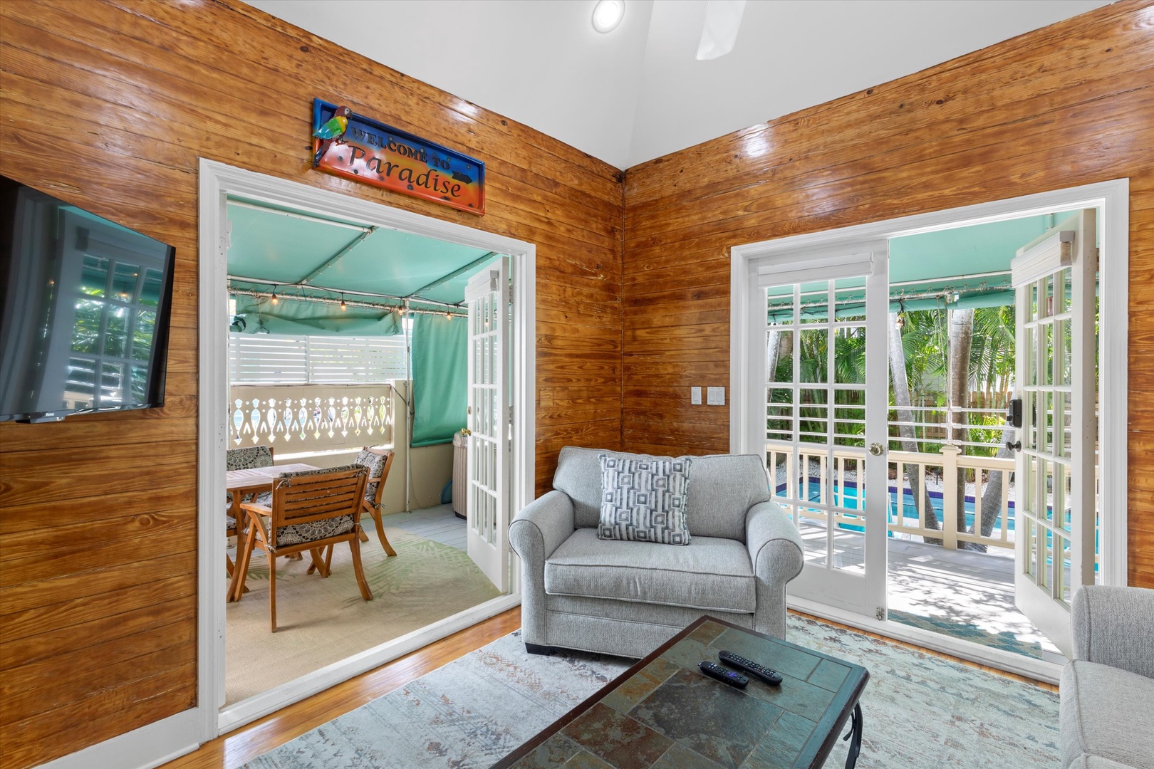 Double french door entry into living room