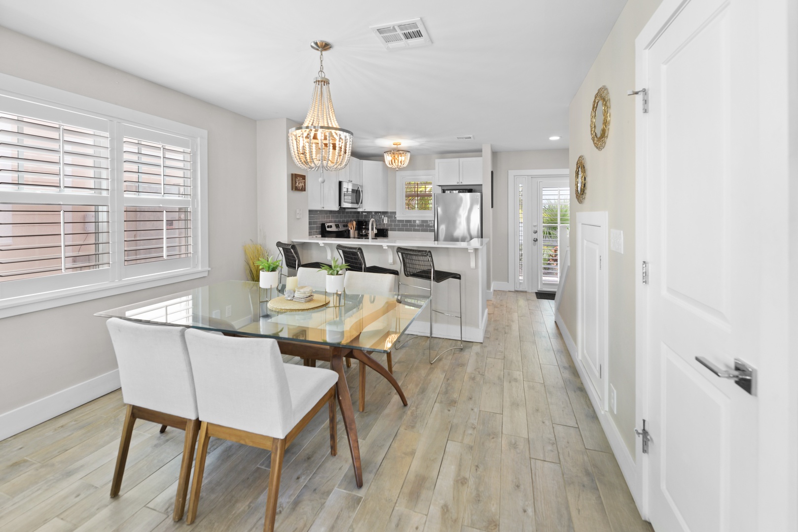 Full view Dining Room and Kitchen with breakfast bar