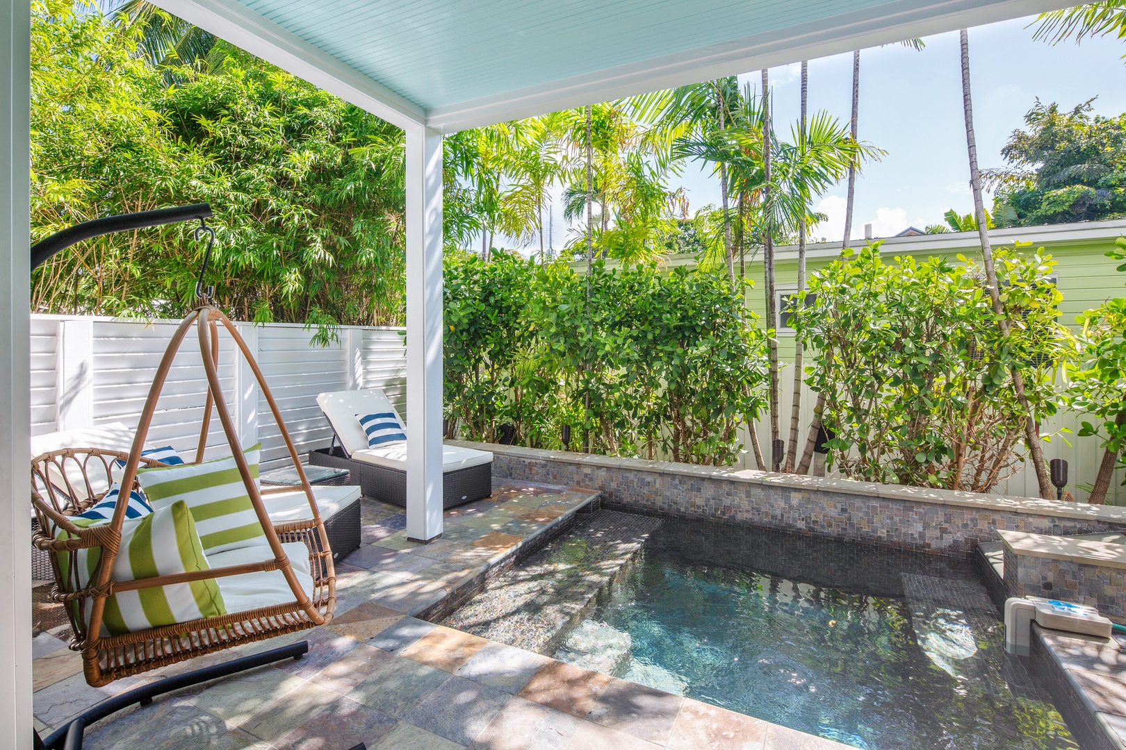 Covered Patio and Pool at Tucked Away! Key West