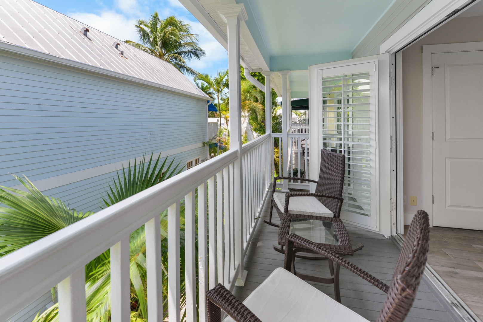 Covered Balcony with seating