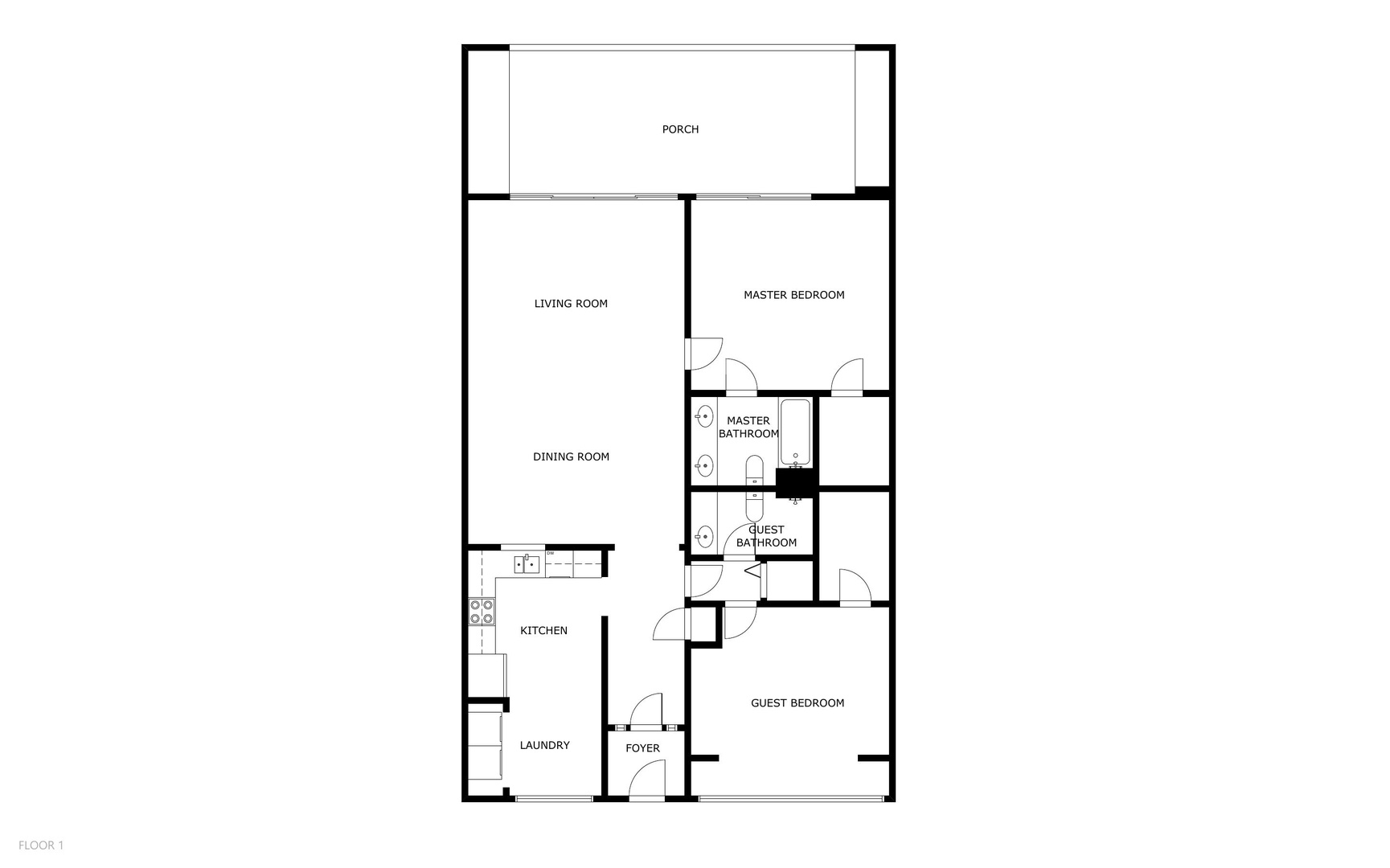 A clear layout of the entire property, showing how living spaces, bedrooms, bathrooms, and kitchen flow together to create your vacation retreat.