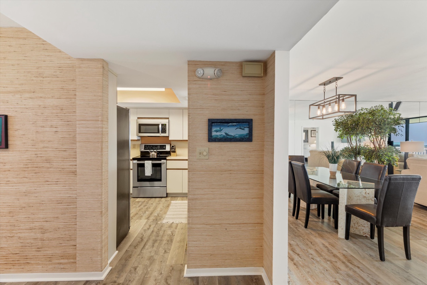 View into kitchen