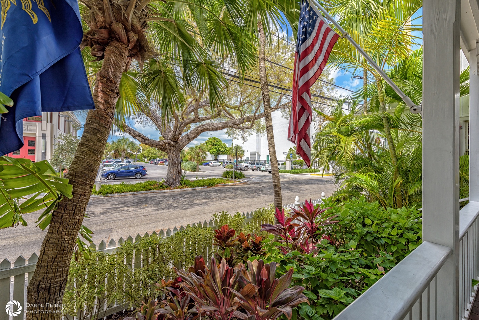 View from covered porch