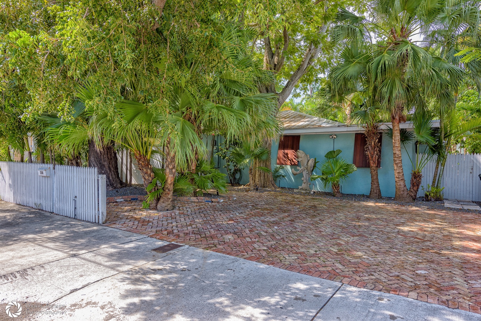 View from street- private driveway with parking for 2 cars