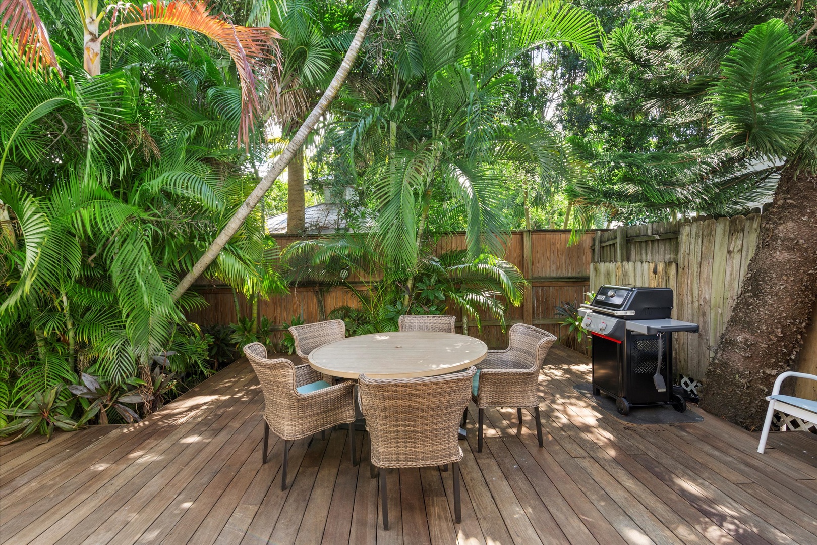Private patio area with grill