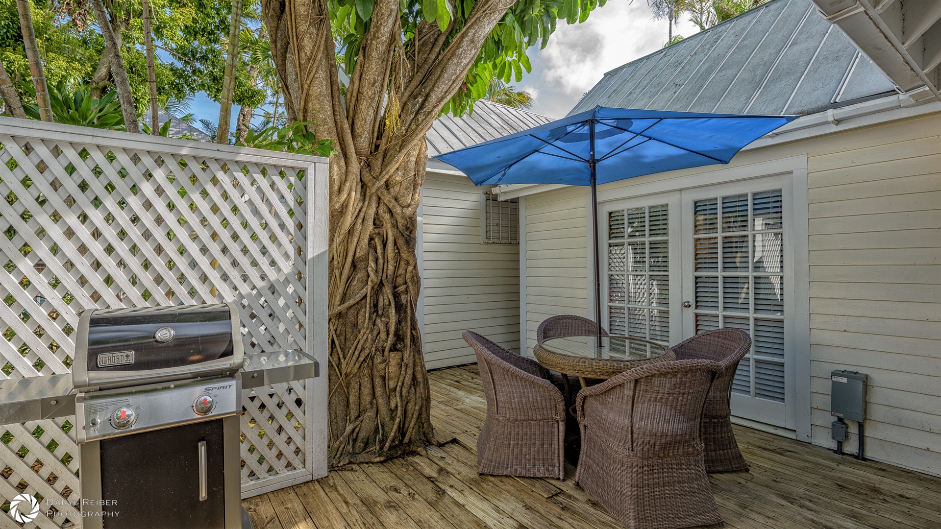 Private deck with seating and grill