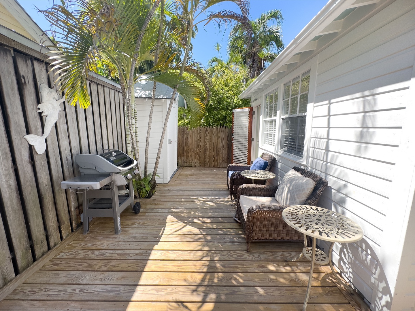 Back deck and entrance to Orange Blossom