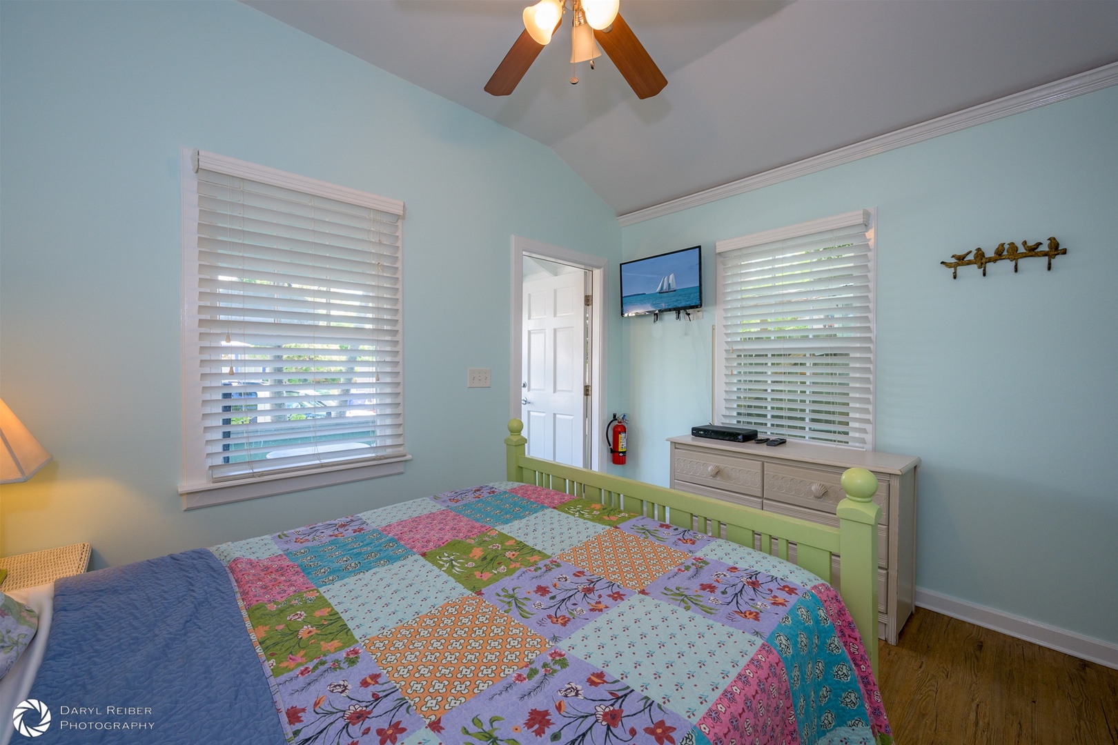 Bedroom area with door to covered porch