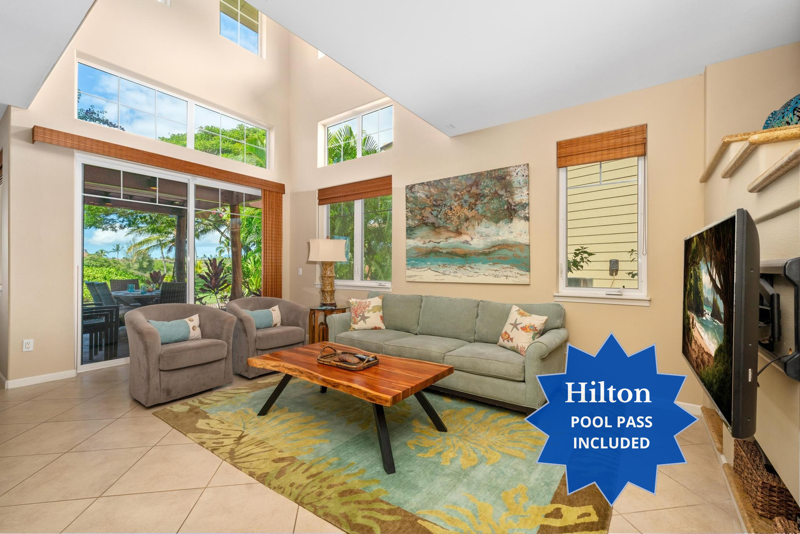 F4 Waikoloa Beach Villas.  Includes Hilton Waikoloa Pool Pass for 2026 and Golf Discounts