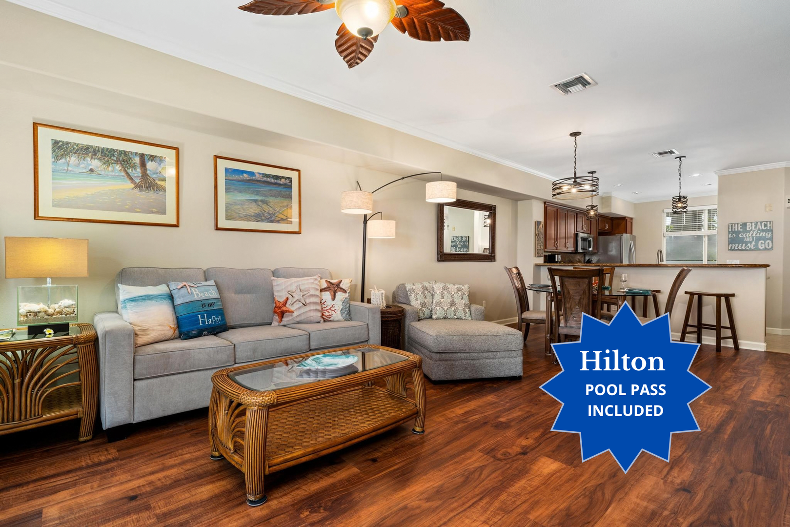 L2 Waikoloa Beach Villas.  Includes Hilton Waikoloa Pool Pass for 2026 and Waikoloa Kings Club Golf Discounts