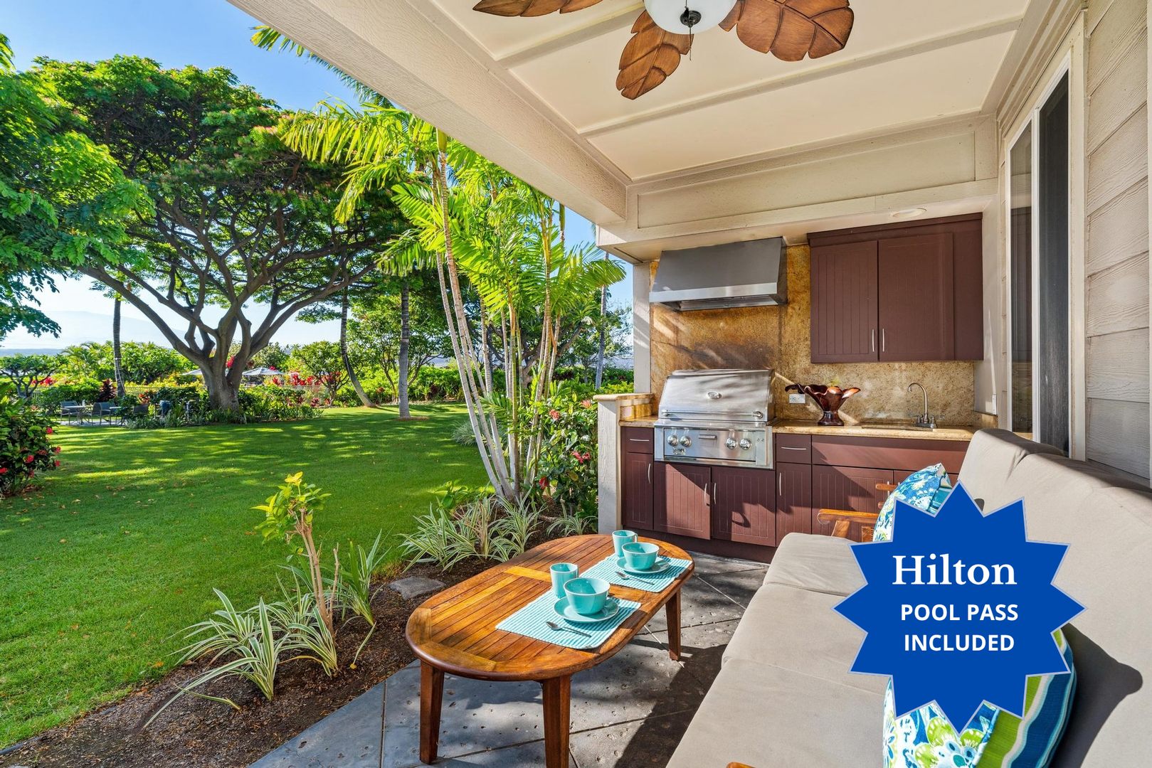 B1 Waikoloa Beach Villas. Includes Hilton Waikoloa Pool Pass for 2026 and Waikoloa Kings Club Golf Discounts