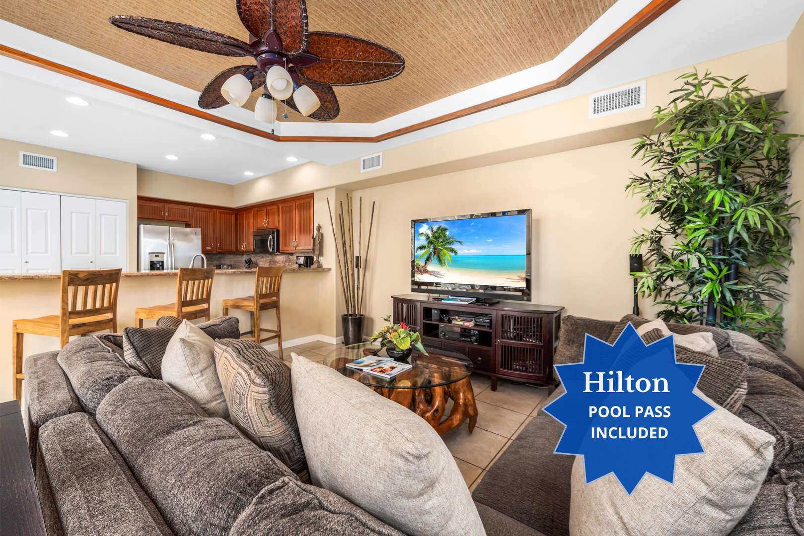 B4 Waikoloa Beach Villas.  Includes Hilton Waikoloa Pool Pass for 2026