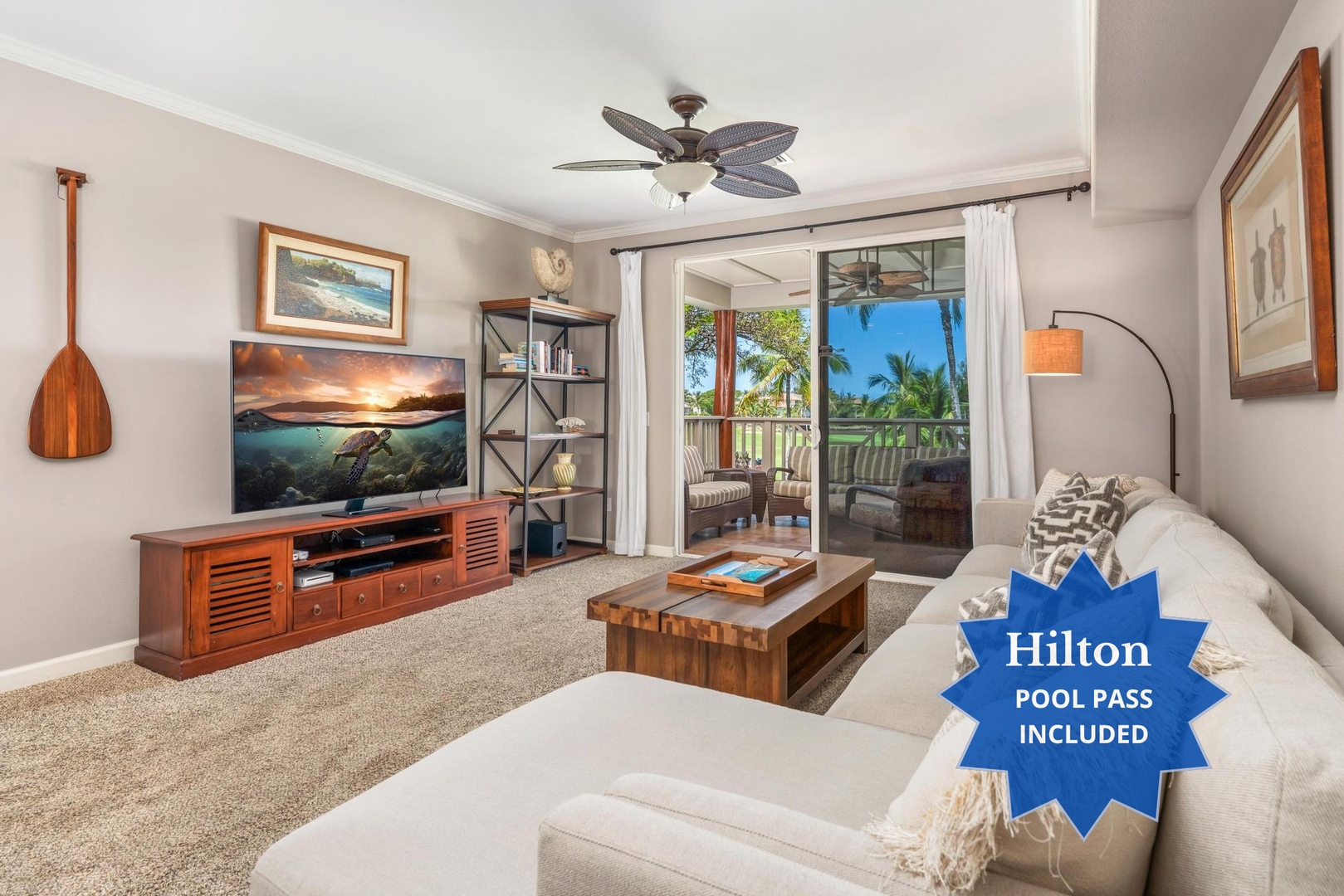 L22 Waikoloa Beach Villas.  Includes Hilton Waikoloa Pool Pass for 2026 and Waikoloa Kings Club Golf Discounts