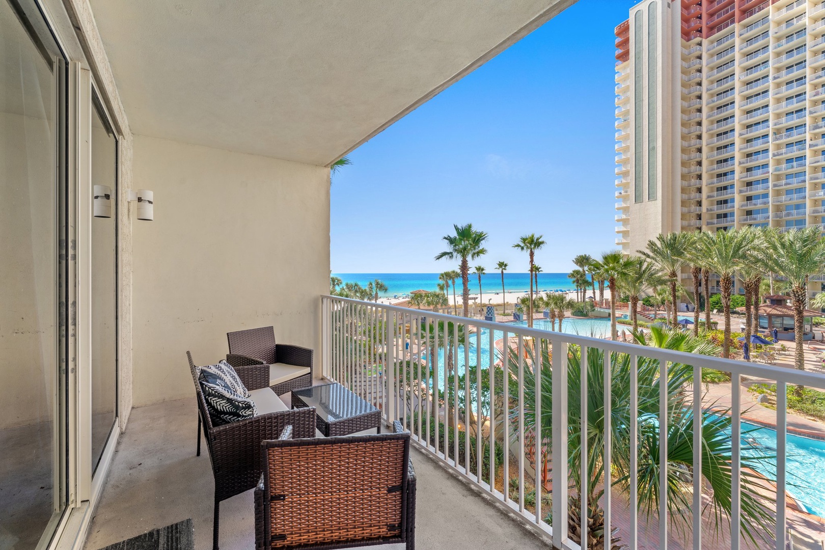 Balcony with View of Pool and Beach