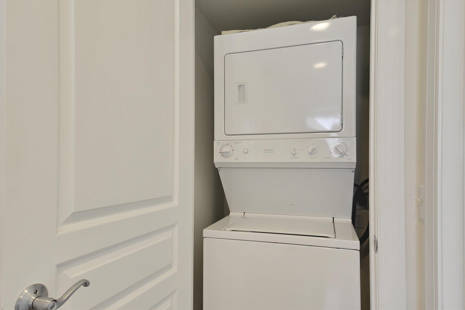 Your in-unit stacked washer and dryer combo makes keeping your wardrobe fresh effortless—no shared laundry rooms, just total convenience at your fingertips.