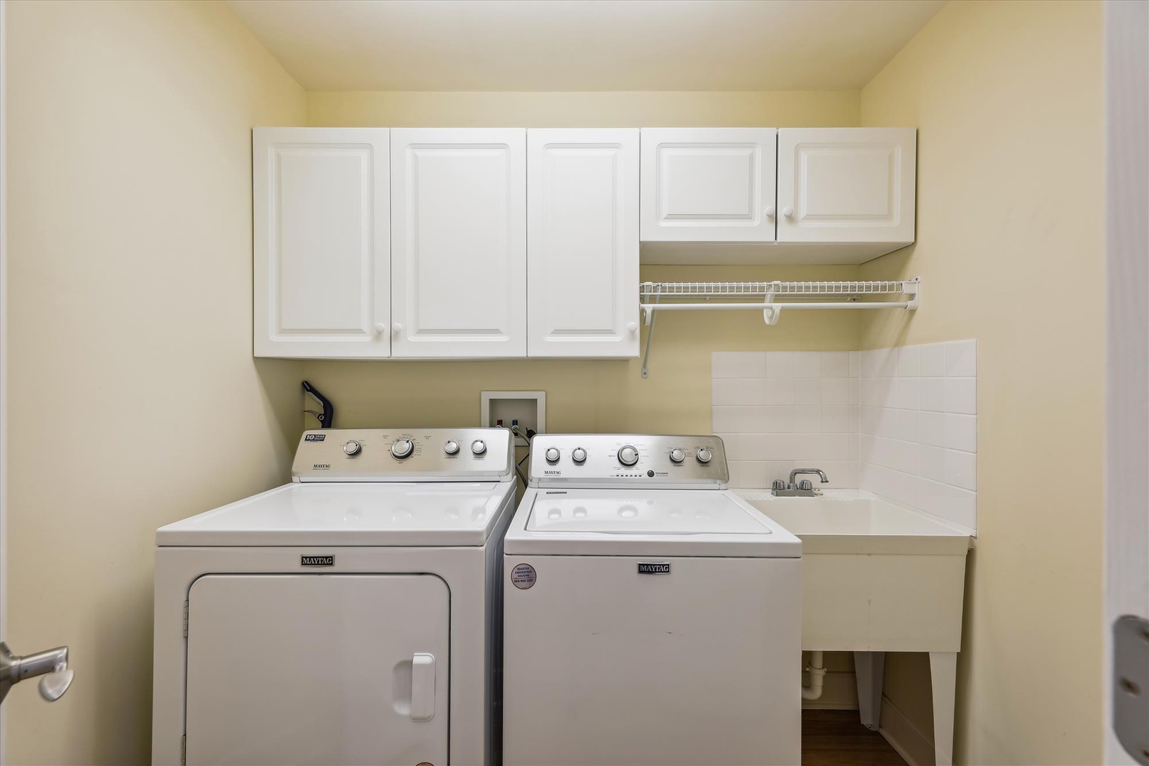Keep your wardrobe fresh and ready for your next adventure with your own in-unit laundry room, complete with washer, dryer, and plenty of cabinet storage for supplies.