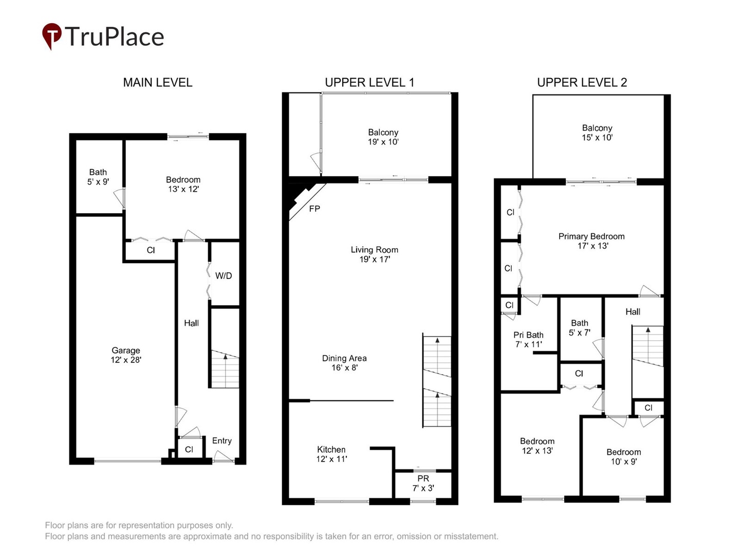 This floor plan reveals a spacious three-level layout with four bedrooms, multiple bathrooms, and a private garage—ideal for your group's comfort and convenience.