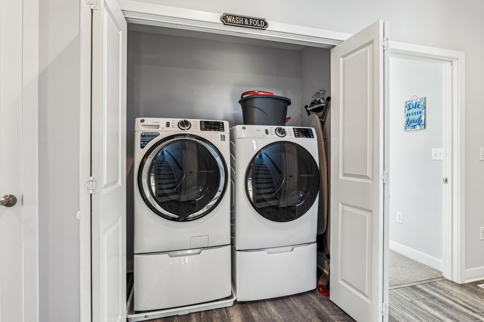 Keep your wardrobe fresh during your stay with full-size laundry facilities right at your fingertips—washer and dryer ready whenever you need them.